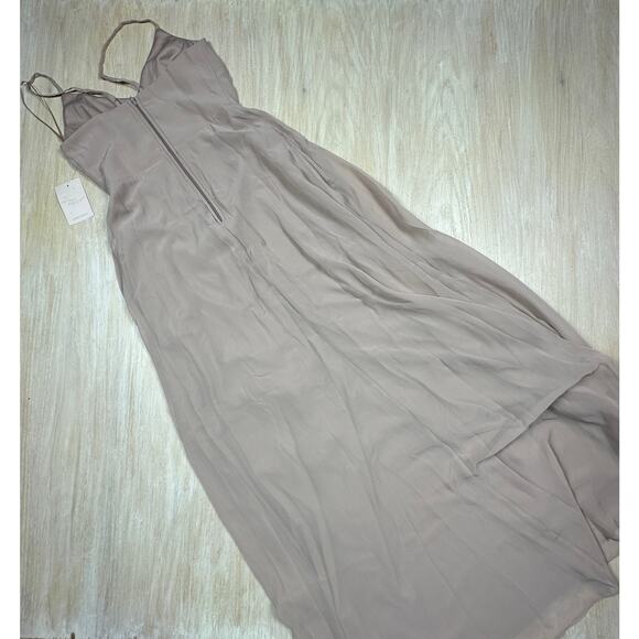 NWT Birdy Grey Taupe Theresa Chiffon Formal Bridesmaid Evening Gown Dress XS - Picture 13 of 16